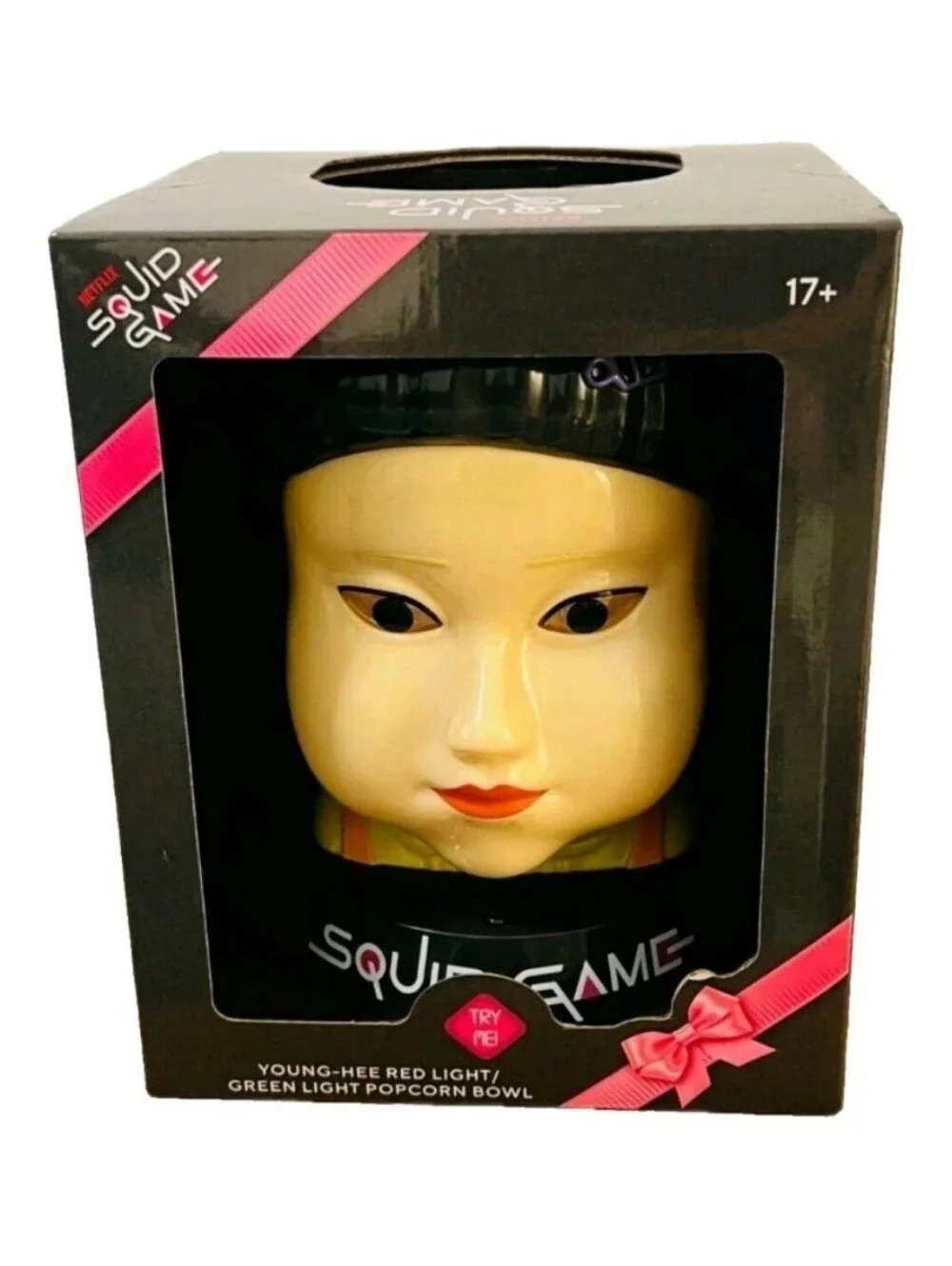 NETFLIX: SQUID GAME: YOUNG-HEE: RED: GREEN: LIGHT UP EYES: POPCORN BOWL: NEW